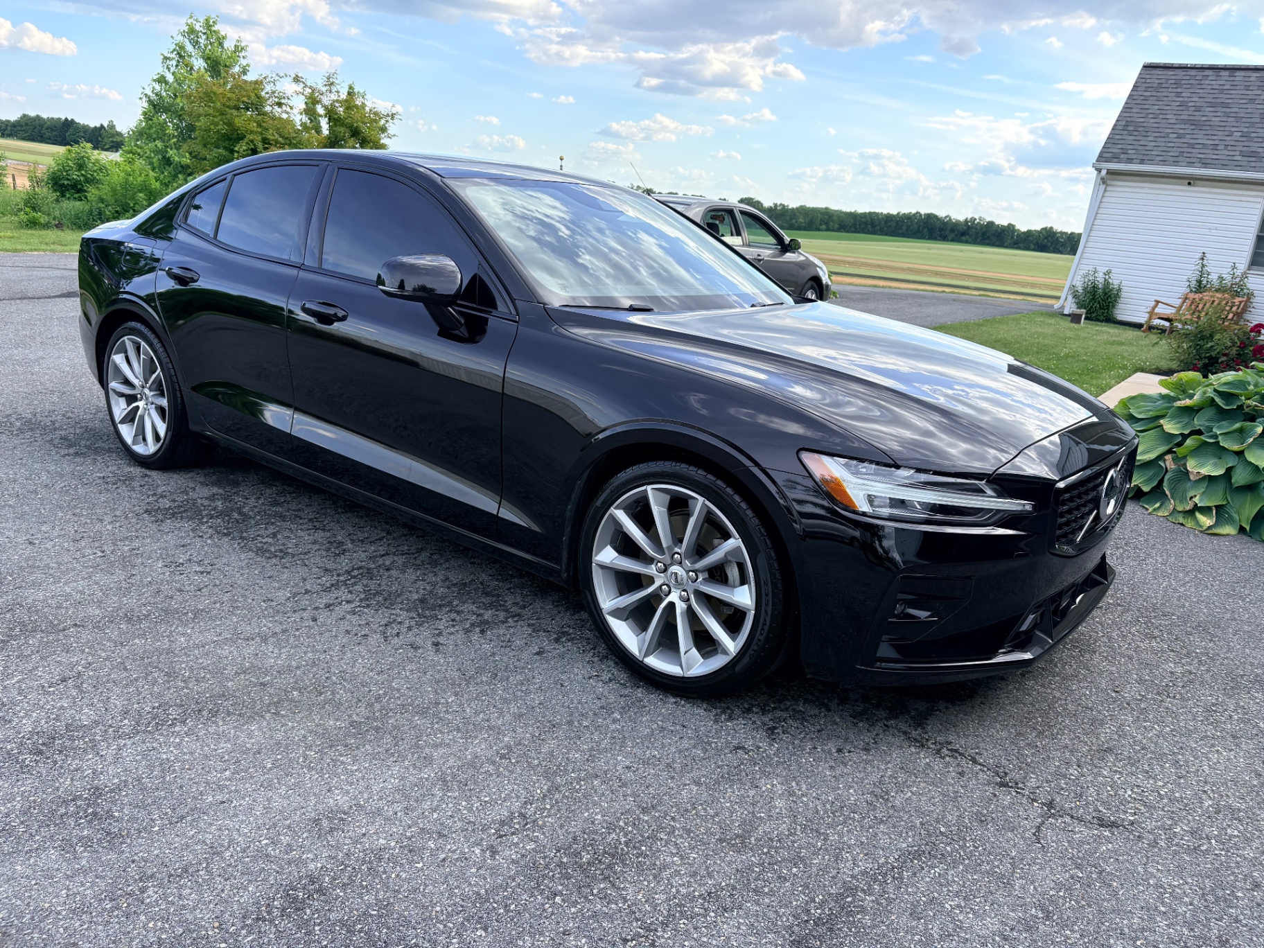 Freshly detailed black Volvo sedan